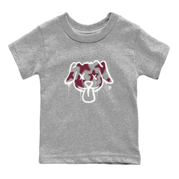 Air Jordan 1 High OG Metallic Burgundy shirts to match jordans Graffiti Dog sneaker match tees Air Jordan 1 Metallic Burgundy SNRT Sneaker Tees streetwear brand Baby and Youth Heather Grey 2 cotton tee