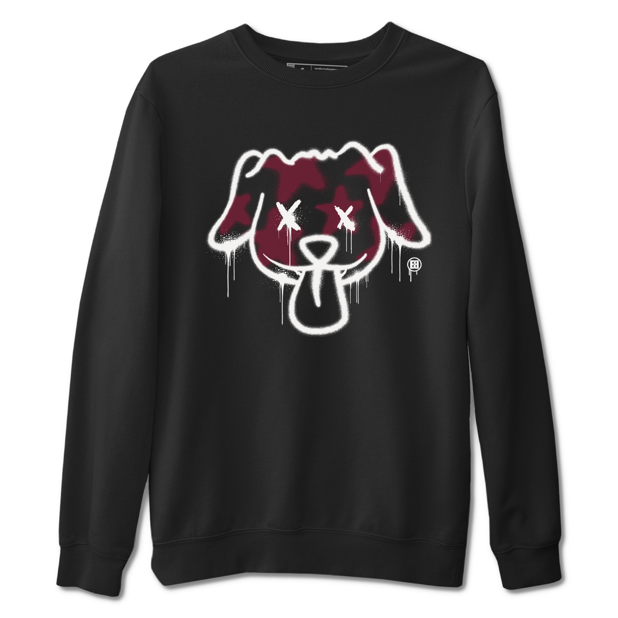 Air Jordan 1 High OG Metallic Burgundy shirts to match jordans Graffiti Dog sneaker match tees Air Jordan 1 Metallic Burgundy SNRT Sneaker Tees streetwear brand Black 2 unisex cotton tee