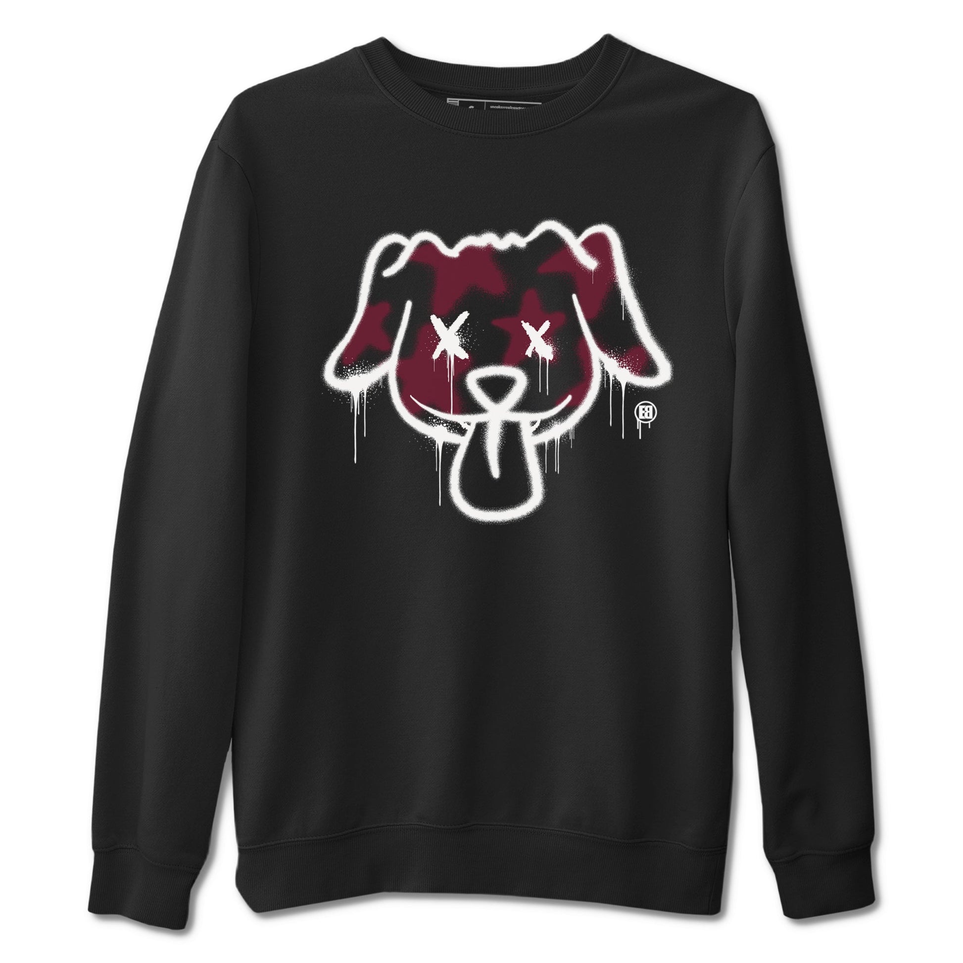 Air Jordan 1 High OG Metallic Burgundy shirts to match jordans Graffiti Dog sneaker match tees Air Jordan 1 Metallic Burgundy SNRT Sneaker Tees streetwear brand Black 2 unisex cotton tee