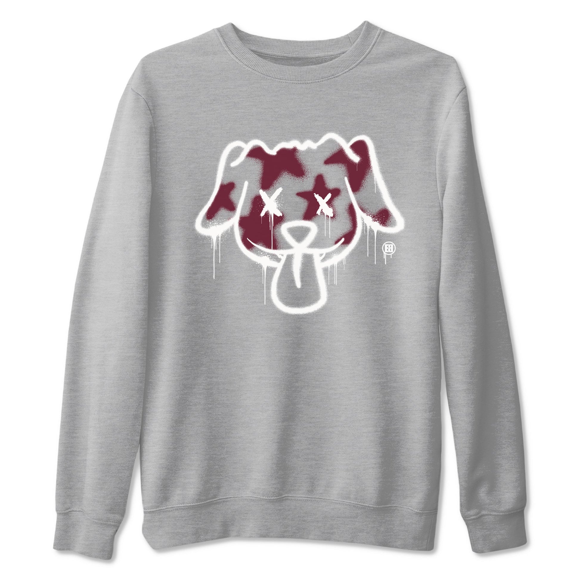 Air Jordan 1 High OG Metallic Burgundy shirts to match jordans Graffiti Dog sneaker match tees Air Jordan 1 Metallic Burgundy SNRT Sneaker Tees streetwear brand Heather Grey 2 unisex cotton tee