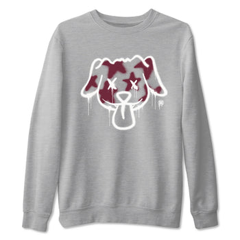 Air Jordan 1 High OG Metallic Burgundy shirts to match jordans Graffiti Dog sneaker match tees Air Jordan 1 Metallic Burgundy SNRT Sneaker Tees streetwear brand Heather Grey 2 unisex cotton tee
