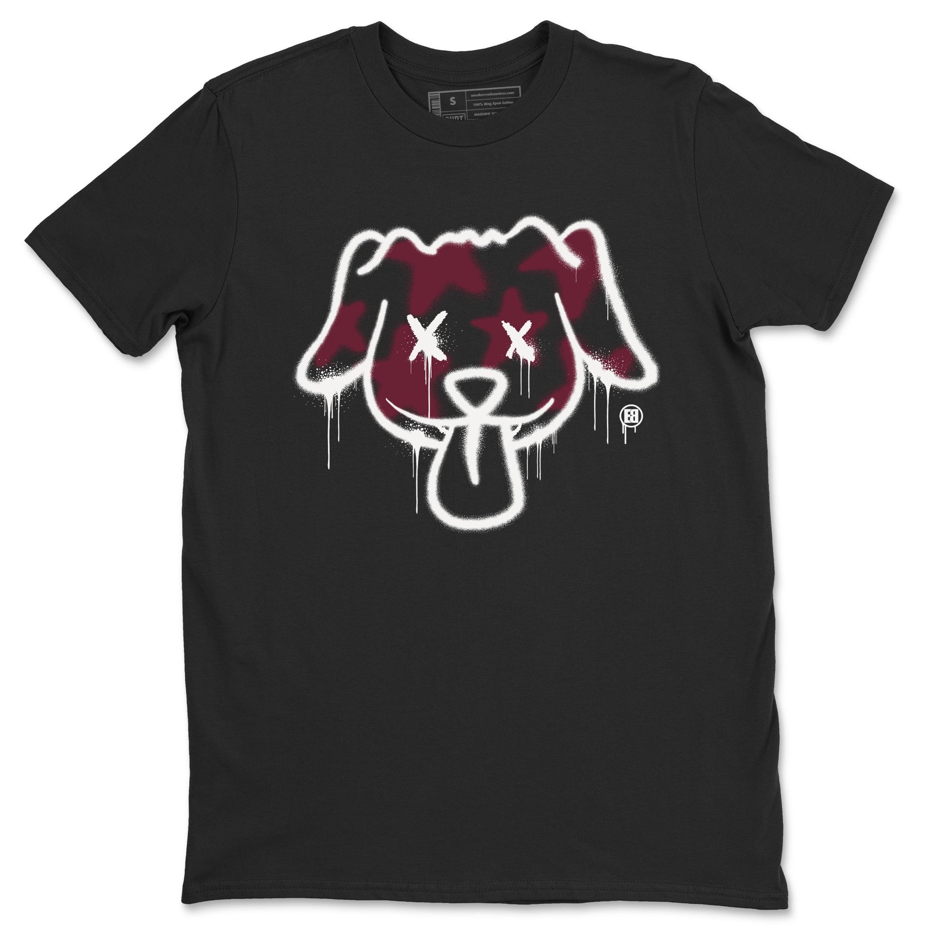 Air Jordan 1 High OG Metallic Burgundy shirts to match jordans Graffiti Dog sneaker match tees Air Jordan 1 Metallic Burgundy SNRT Sneaker Tees streetwear brand Black 2 unisex cotton tee