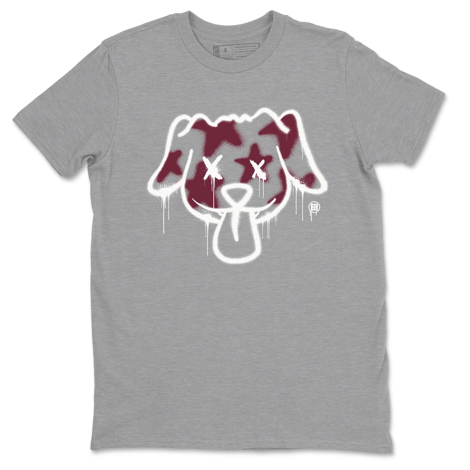 Air Jordan 1 High OG Metallic Burgundy shirts to match jordans Graffiti Dog sneaker match tees Air Jordan 1 Metallic Burgundy SNRT Sneaker Tees streetwear brand Heather Grey 2 unisex cotton tee