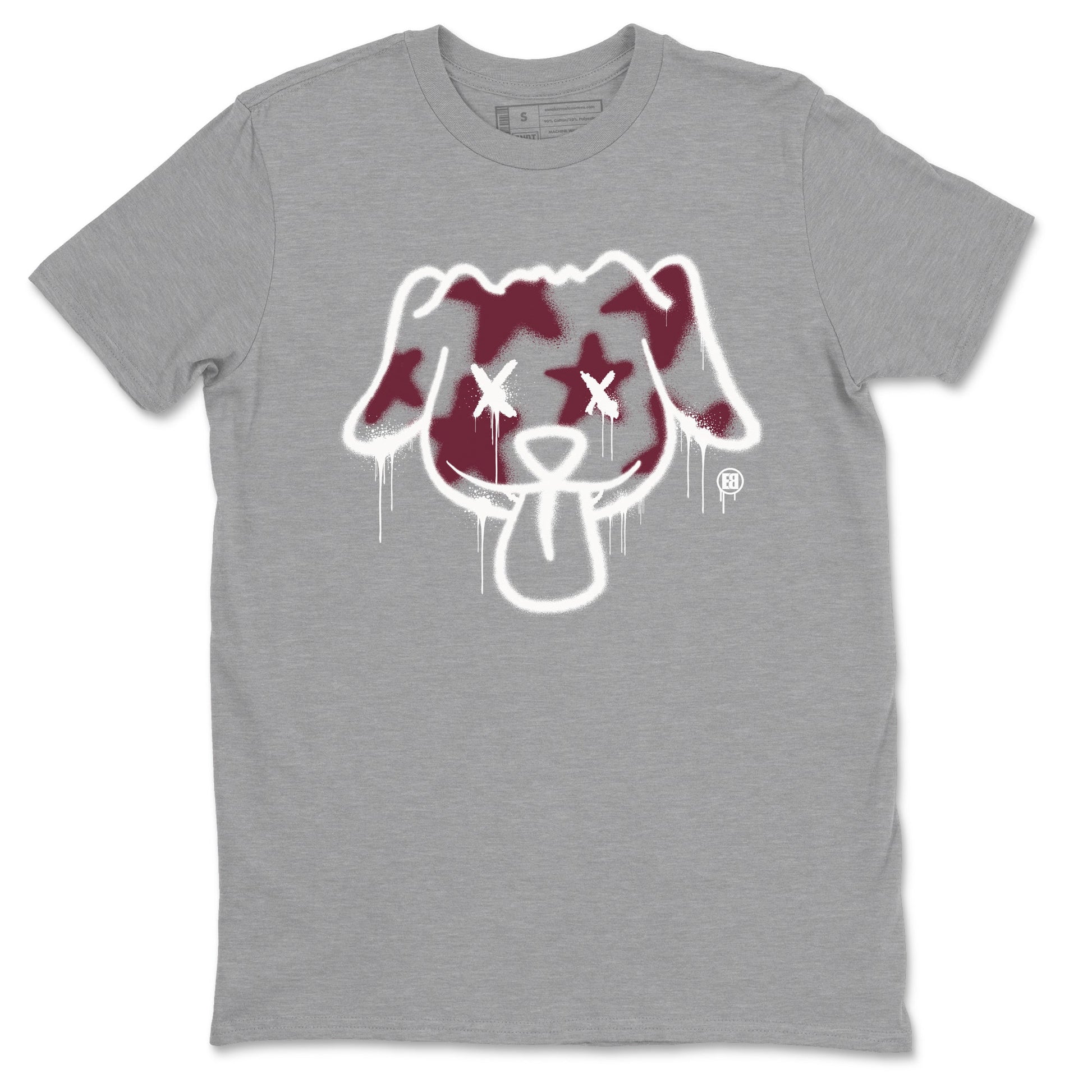 Air Jordan 1 High OG Metallic Burgundy shirts to match jordans Graffiti Dog sneaker match tees Air Jordan 1 Metallic Burgundy SNRT Sneaker Tees streetwear brand Heather Grey 2 unisex cotton tee