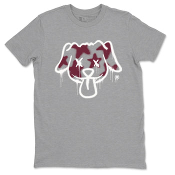 Air Jordan 1 High OG Metallic Burgundy shirts to match jordans Graffiti Dog sneaker match tees Air Jordan 1 Metallic Burgundy SNRT Sneaker Tees streetwear brand Heather Grey 2 unisex cotton tee