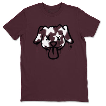 Air Jordan 1 High OG Metallic Burgundy shirts to match jordans Graffiti Dog sneaker match tees Air Jordan 1 Metallic Burgundy SNRT Sneaker Tees streetwear brand Maroon 2 unisex cotton tee