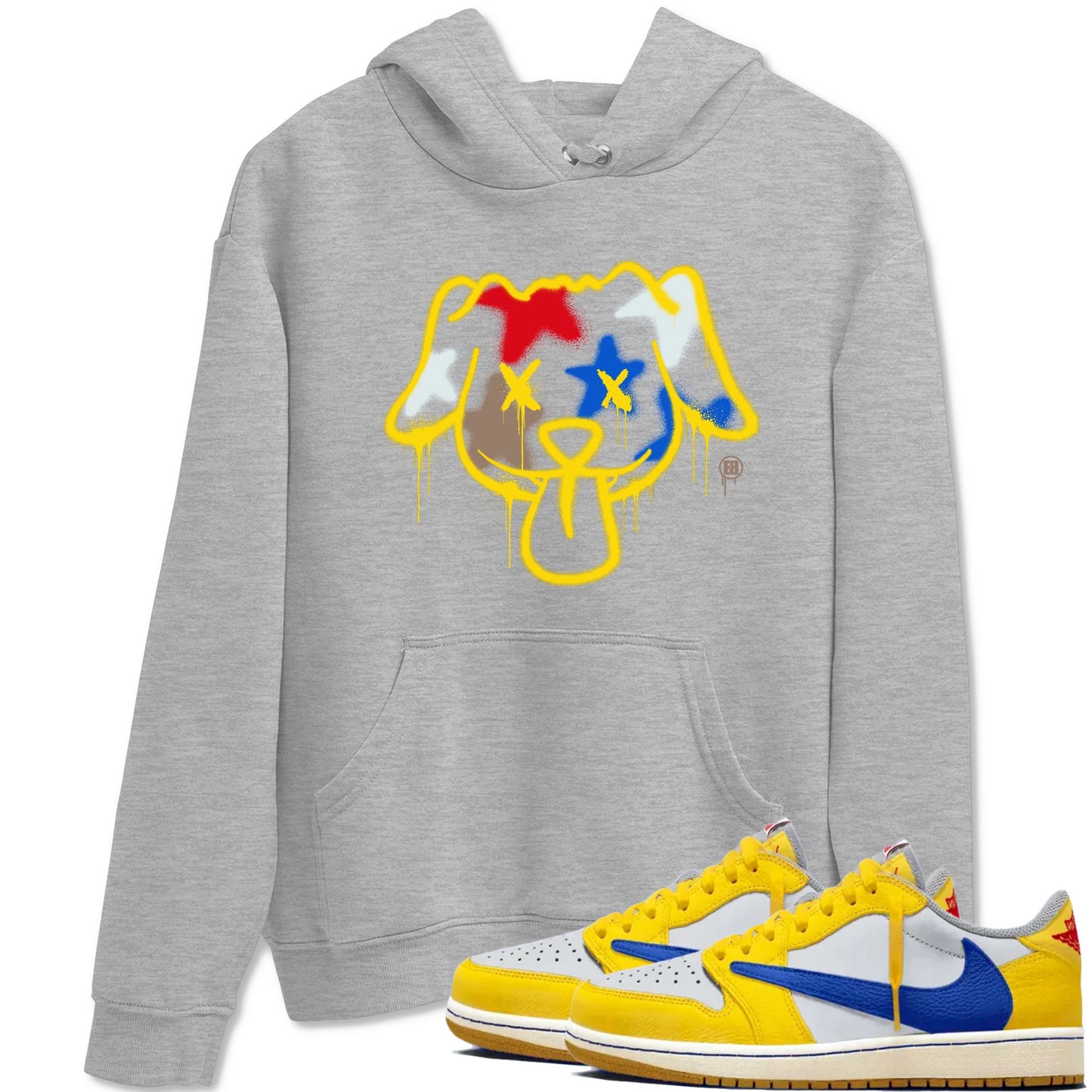 AJ1 Travis Scott Canary shirt to match jordans Graffiti Dog sneaker tees Air Jordan 1 Travis Scott Canary SNRT Sneaker Release Tees unisex cotton Heather Grey 1 crew neck shirt
