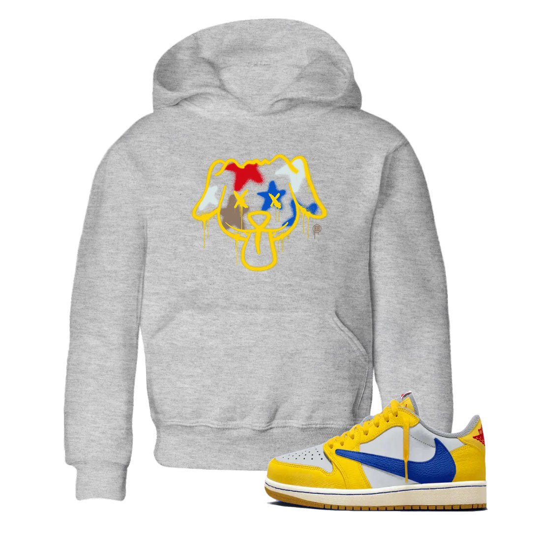 AJ1 Travis Scott Canary shirt to match jordans Graffiti Dog sneaker tees Air Jordan 1 Travis Scott Canary SNRT sneaker release tees baby toddler Heather Grey 1 cotton Shirt
