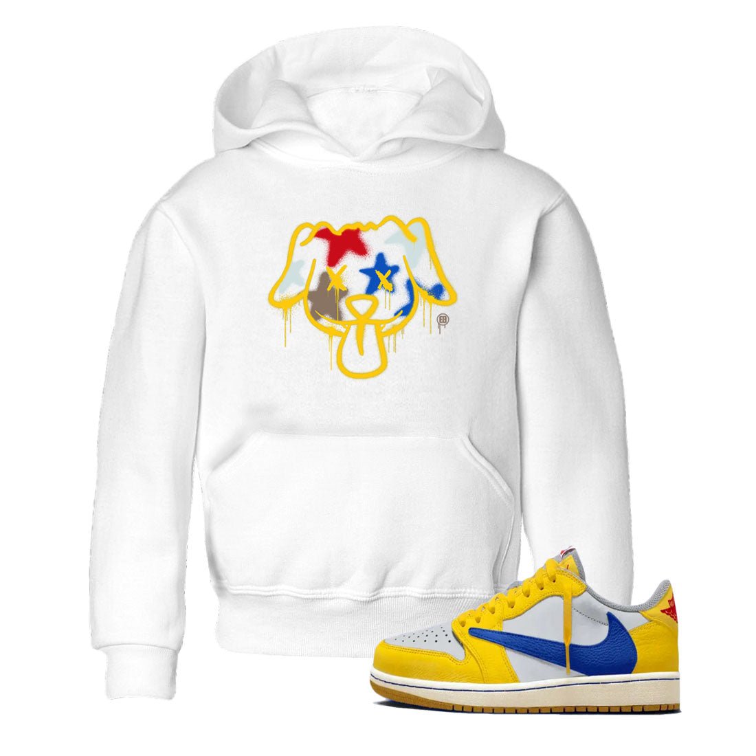 AJ1 Travis Scott Canary shirt to match jordans Graffiti Dog sneaker tees Air Jordan 1 Travis Scott Canary SNRT sneaker release tees baby toddler White 1 cotton Shirt