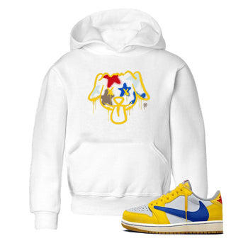 AJ1 Travis Scott Canary shirt to match jordans Graffiti Dog sneaker tees Air Jordan 1 Travis Scott Canary SNRT sneaker release tees baby toddler White 1 cotton Shirt