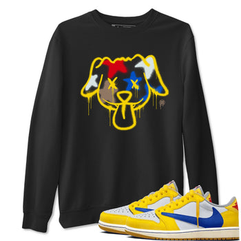 AJ1 Travis Scott Canary shirt to match jordans Graffiti Dog sneaker tees Air Jordan 1 Travis Scott Canary SNRT Sneaker Release Tees unisex cotton Black 1 crew neck shirt