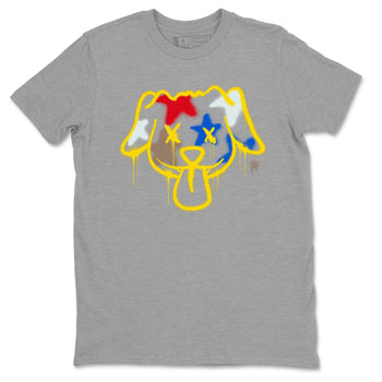 AJ1 Travis Scott Canary shirt to match jordans Graffiti Dog sneaker tees Air Jordan 1 Travis Scott Canary SNRT Sneaker Release Tees unisex cotton Heather Grey 2 crew neck shirt