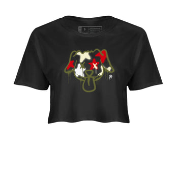 1s Travis Scott Medium Olive shirts to match jordans Graffiti Dog sneaker match tees Air Jordan 1 Travis Scott Medium Olive SNRT Sneaker Tees streetwear brand Black 2 crop tee
