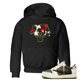 1s Travis Scott Medium Olive shirts to match jordans Graffiti Dog sneaker match tees Air Jordan 1 Travis Scott Medium Olive SNRT Sneaker Tees streetwear brand Baby and Youth Black 1 cotton tee