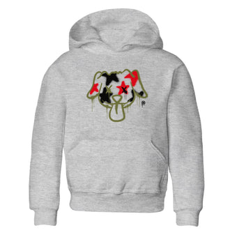 1s Travis Scott Medium Olive shirts to match jordans Graffiti Dog sneaker match tees Air Jordan 1 Travis Scott Medium Olive SNRT Sneaker Tees streetwear brand Baby and Youth Heather Grey 2 cotton tee