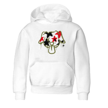 1s Travis Scott Medium Olive shirts to match jordans Graffiti Dog sneaker match tees Air Jordan 1 Travis Scott Medium Olive SNRT Sneaker Tees streetwear brand Baby and Youth White 2 cotton tee