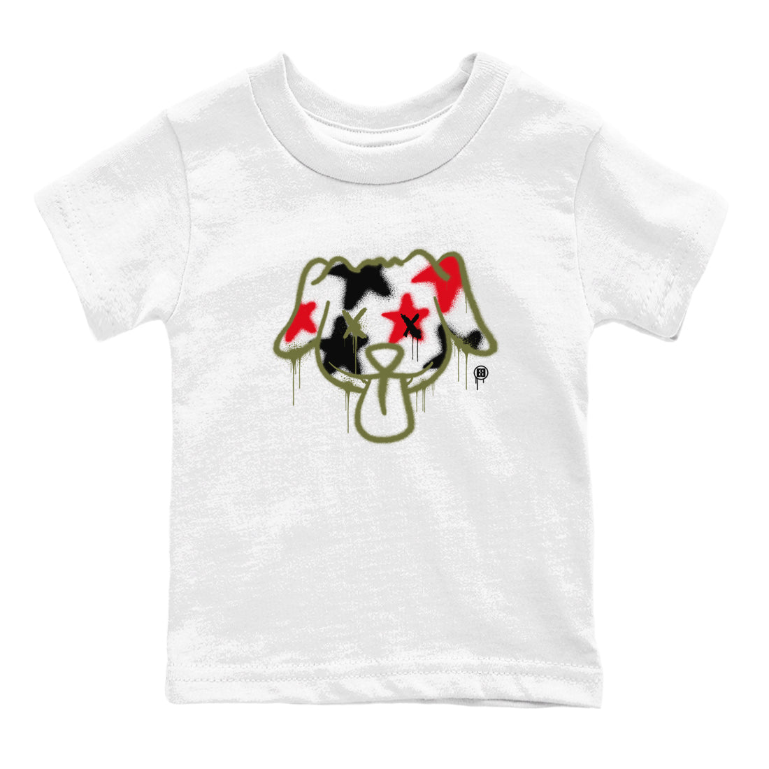 1s Travis Scott Medium Olive shirts to match jordans Graffiti Dog sneaker match tees Air Jordan 1 Travis Scott Medium Olive SNRT Sneaker Tees streetwear brand Baby and Youth White 2 cotton tee