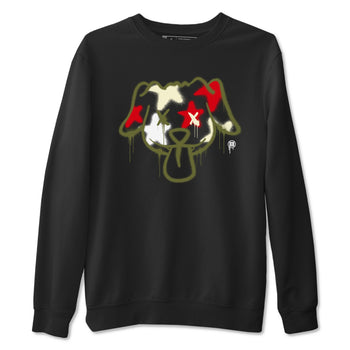 1s Travis Scott Medium Olive shirts to match jordans Graffiti Dog sneaker match tees Air Jordan 1 Travis Scott Medium Olive SNRT Sneaker Tees streetwear brand Black 2 unisex cotton tee