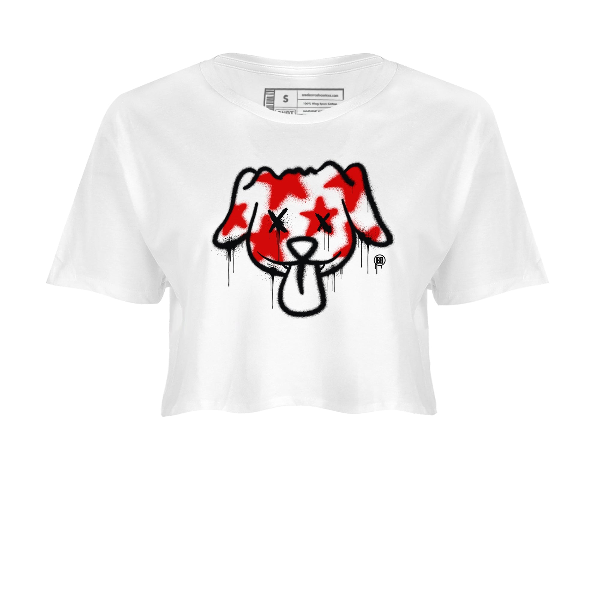 11s Bred Velvet shirts to match jordans Graffiti Dog sneaker match tees Air Jordan 11 Bred Velvet match shoes to clothes SNRT Sneaker Tees unisex cotton White 2 crop tee