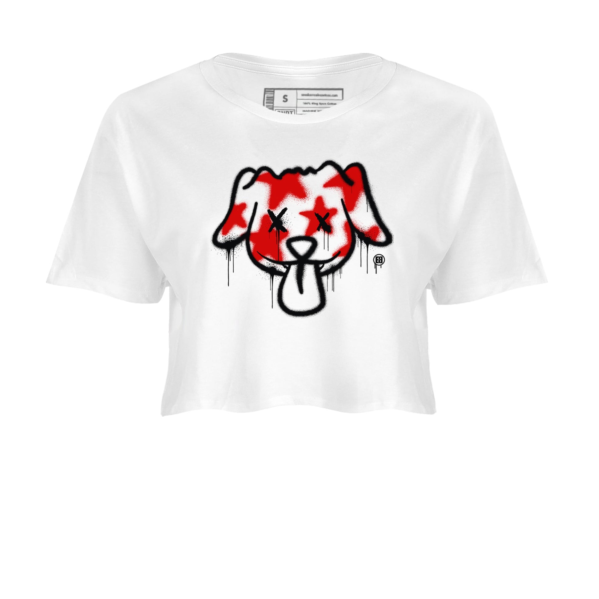 11s Bred Velvet shirts to match jordans Graffiti Dog sneaker match tees Air Jordan 11 Bred Velvet match shoes to clothes SNRT Sneaker Tees unisex cotton White 2 crop tee