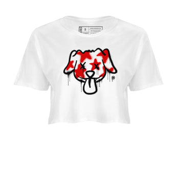 11s Bred Velvet shirts to match jordans Graffiti Dog sneaker match tees Air Jordan 11 Bred Velvet match shoes to clothes SNRT Sneaker Tees unisex cotton White 2 crop tee