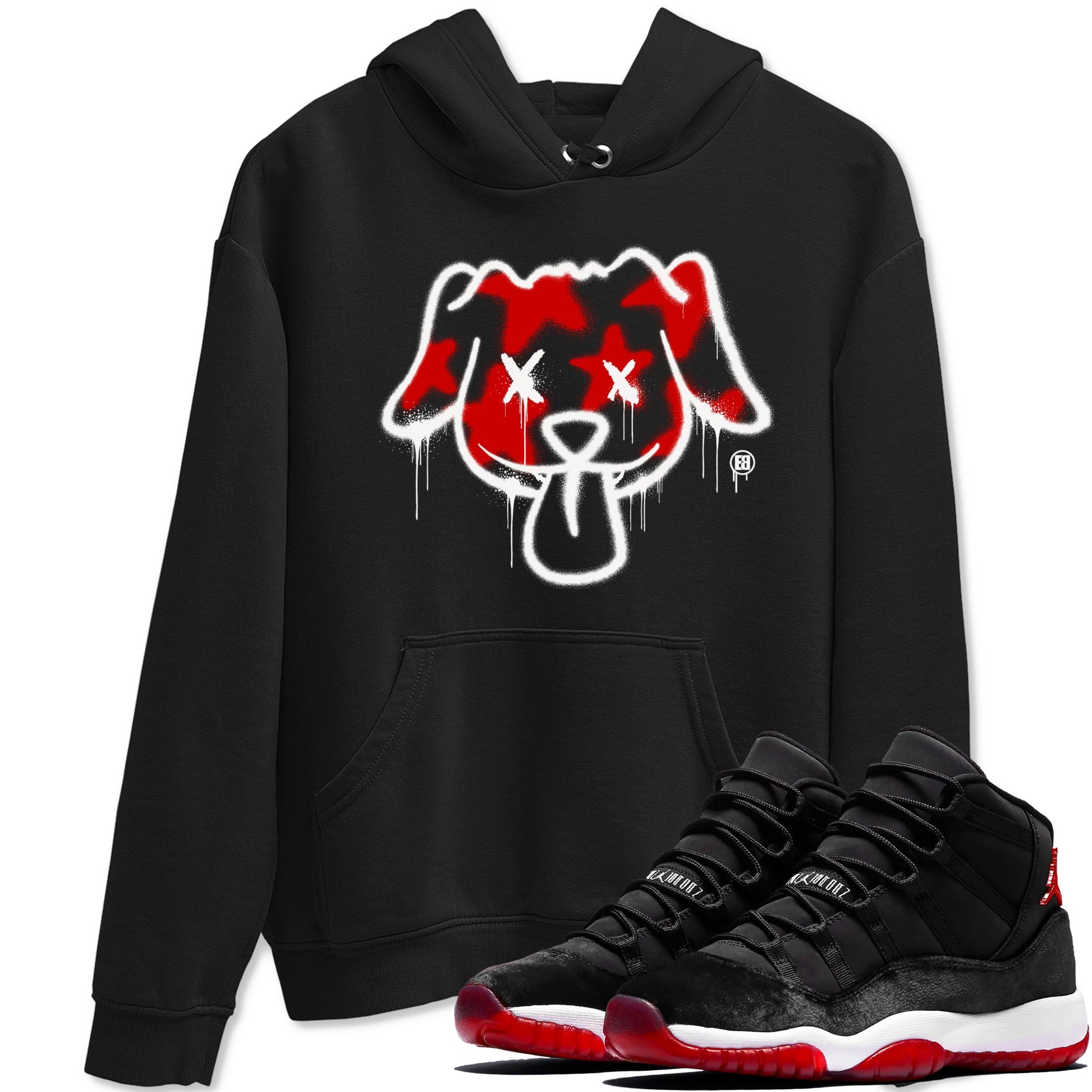 11s Bred Velvet shirts to match jordans Graffiti Dog sneaker match tees Air Jordan 11 Bred Velvet match shoes to clothes SNRT Sneaker Tees unisex cotton Black 1 shirts
