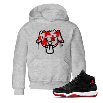 11s Bred Velvet shirts to match jordans Graffiti Dog sneaker match tees Air Jordan 11 Bred Velvet match shoes to clothes SNRT Sneaker Tees Youth Baby Heather Grey 1 tee