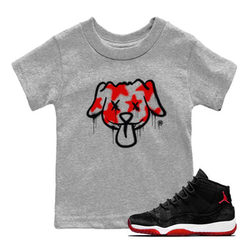 11s Bred Velvet shirts to match jordans Graffiti Dog sneaker match tees Air Jordan 11 Bred Velvet match shoes to clothes SNRT Sneaker Tees Youth Baby Heather Grey 1 tee