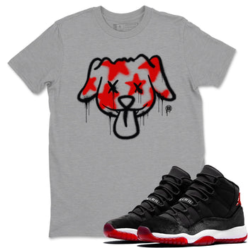11s Bred Velvet shirts to match jordans Graffiti Dog sneaker match tees Air Jordan 11 Bred Velvet match shoes to clothes SNRT Sneaker Tees unisex cotton Heather Grey 1 shirts