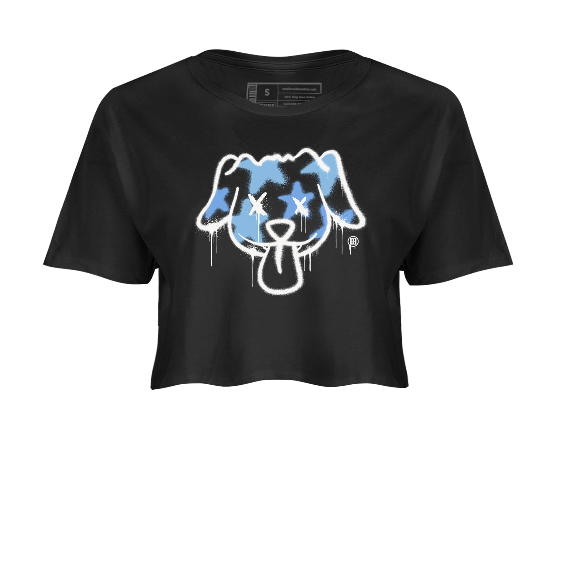 11s Legend Blue shirts to match jordans Graffiti Dog sneaker match tees Air Jordan 11 Legend Blue match shoes to clothes SNRT Sneaker Tees unisex cotton Black 2 crop tee