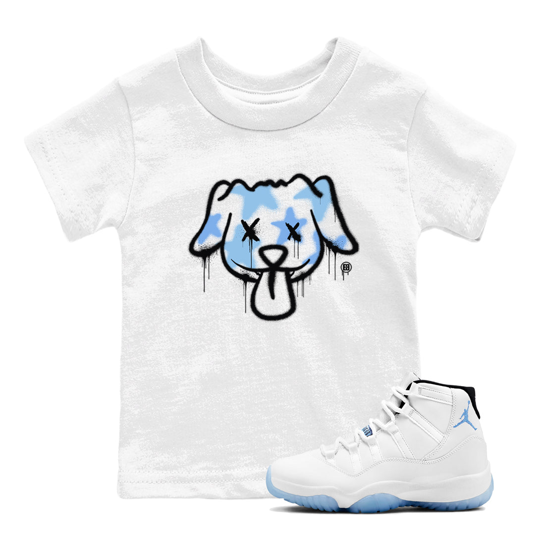 11s Legend Blue shirts to match jordans Graffiti Dog sneaker match tees Air Jordan 11 Legend Blue match shoes to clothes SNRT Sneaker Tees Youth Baby White 1 tee