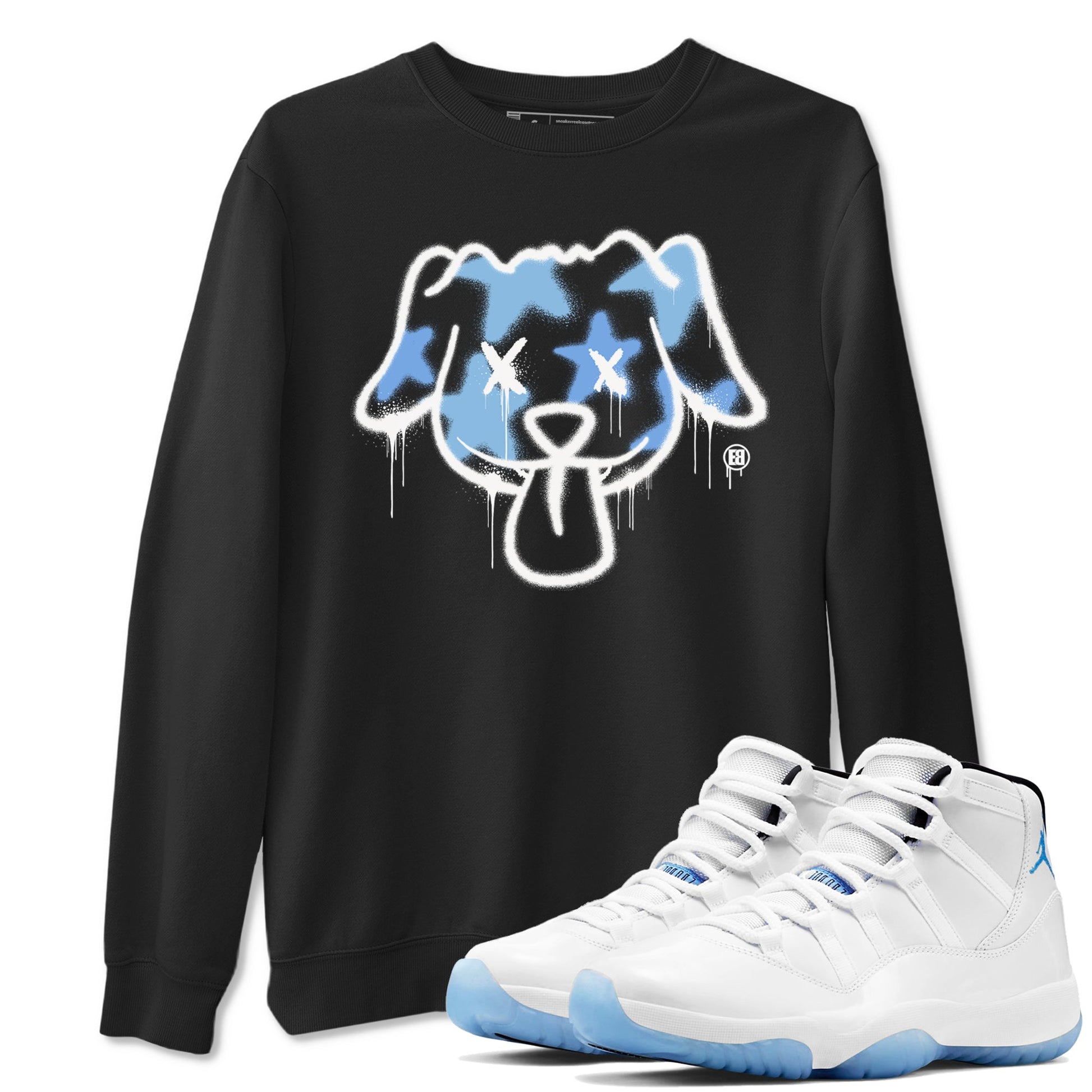 11s Legend Blue shirts to match jordans Graffiti Dog sneaker match tees Air Jordan 11 Legend Blue match shoes to clothes SNRT Sneaker Tees unisex cotton Black 1 shirts