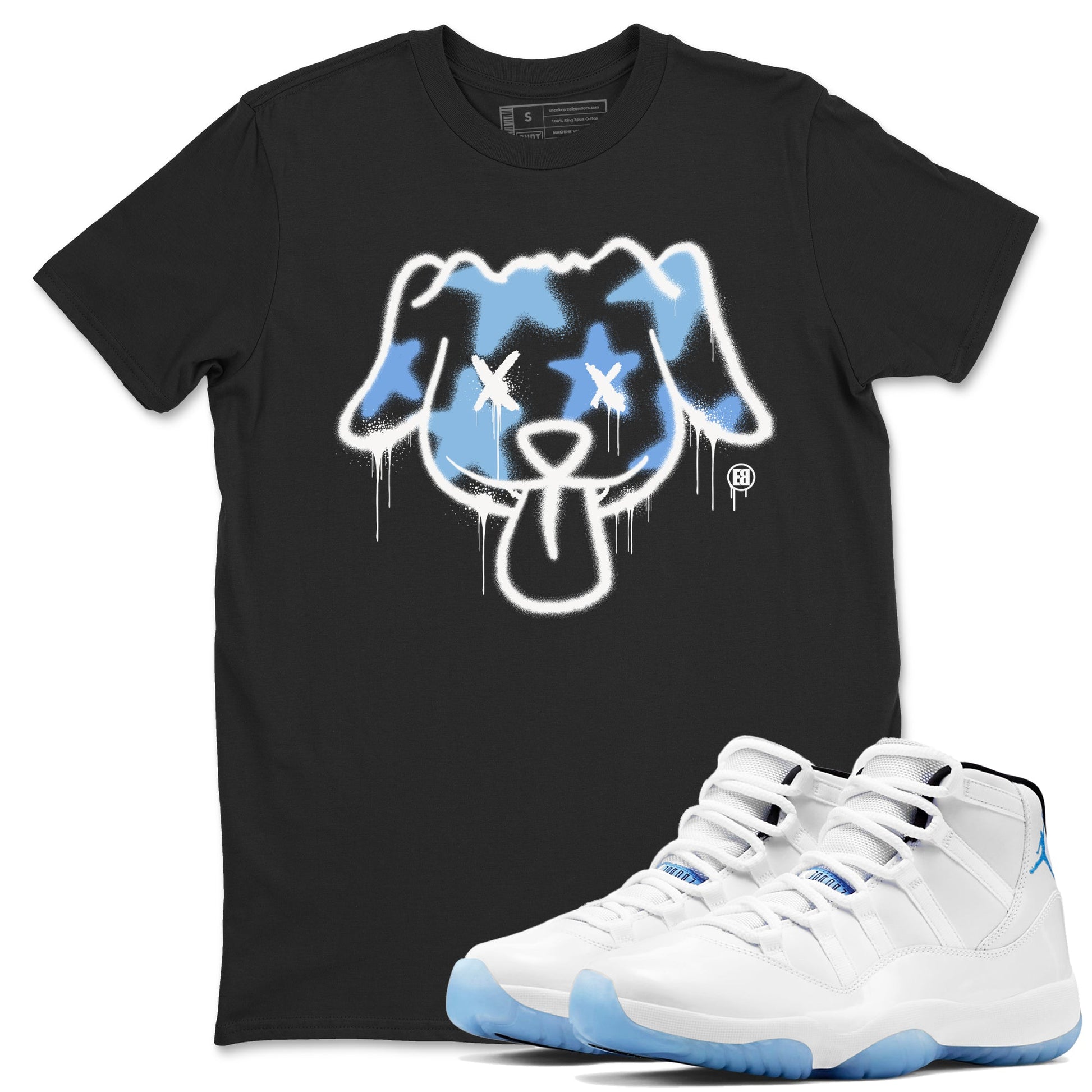 11s Legend Blue shirts to match jordans Graffiti Dog sneaker match tees Air Jordan 11 Legend Blue match shoes to clothes SNRT Sneaker Tees unisex cotton Black 1 shirts