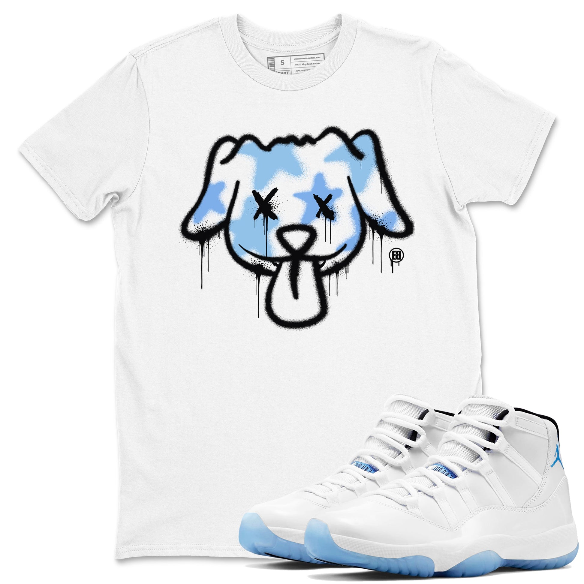 11s Legend Blue shirts to match jordans Graffiti Dog sneaker match tees Air Jordan 11 Legend Blue match shoes to clothes SNRT Sneaker Tees unisex cotton White 1 shirts