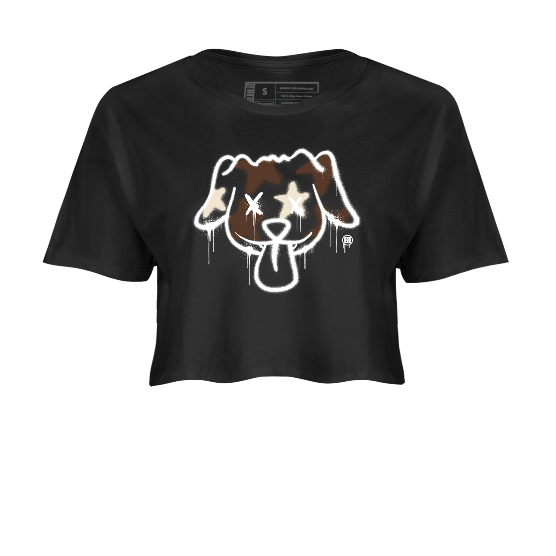 AJ12 Baroque Brown shirts to match jordans Graffiti dog best t shirts to wear with jordans SoleFly x Jordan 12 Baroque Brown match shoes to clothes SNRT Sneaker Tees unisex cotton Black 2 crop tee