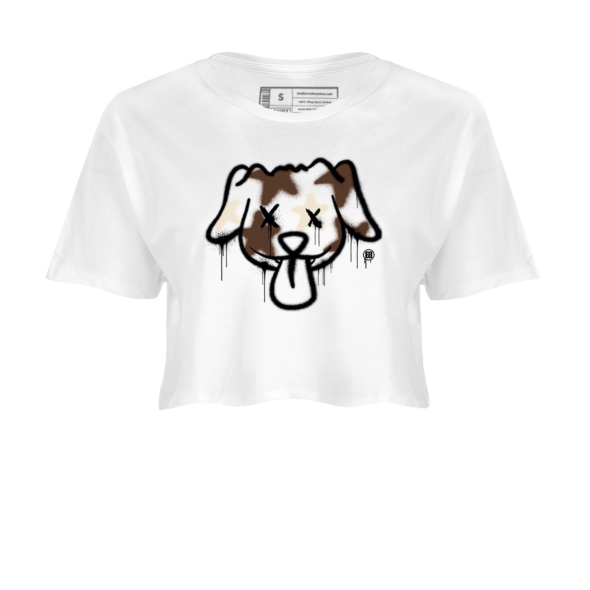 AJ12 Baroque Brown shirts to match jordans Graffiti dog best t shirts to wear with jordans SoleFly x Jordan 12 Baroque Brown match shoes to clothes SNRT Sneaker Tees unisex cotton White 2 crop tee