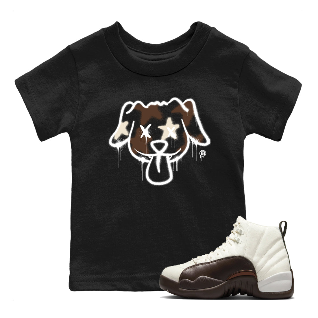 AJ12 Baroque Brown shirts to match jordans Graffiti dog best t shirts to wear with jordans SoleFly x Jordan 12 Baroque Brown match shoes to clothes SNRT Sneaker Tees Youth Baby Black 1 tee