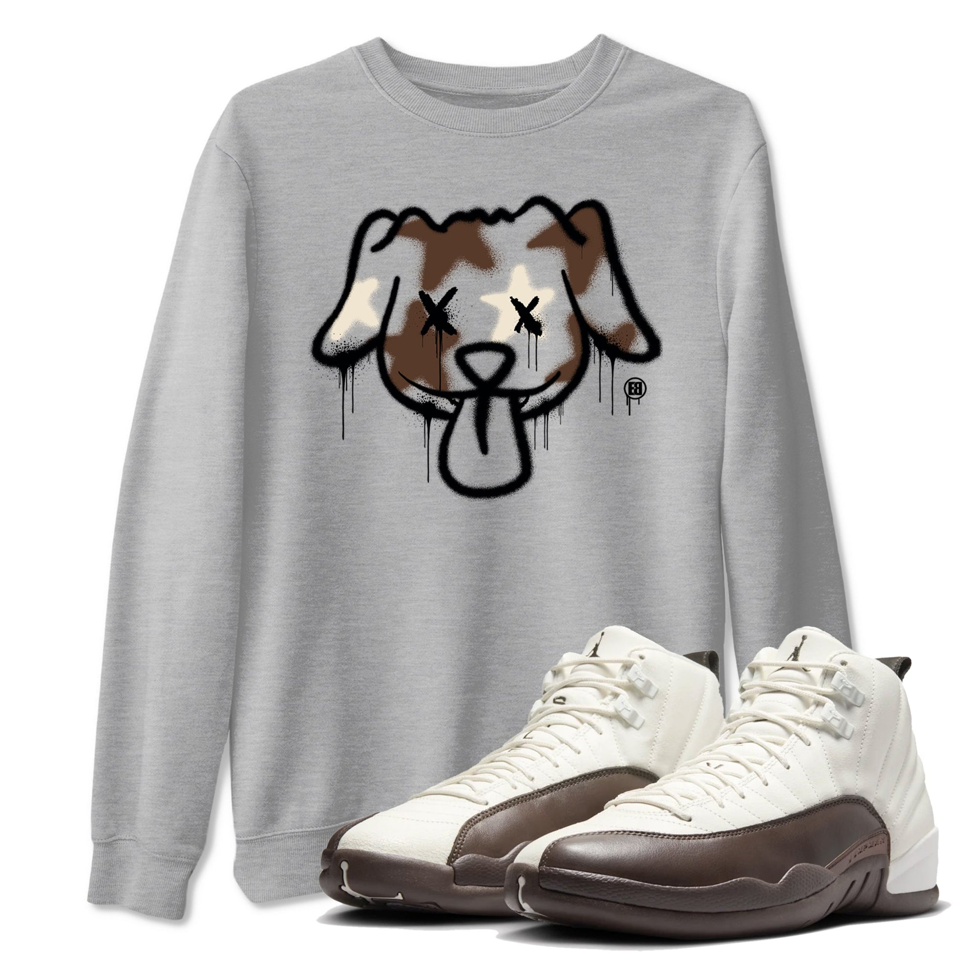 AJ12 Baroque Brown shirts to match jordans Graffiti dog best t shirts to wear with jordans SoleFly x Jordan 12 Baroque Brown match shoes to clothes SNRT Sneaker Tees unisex cotton Heather Grey 1 shirts