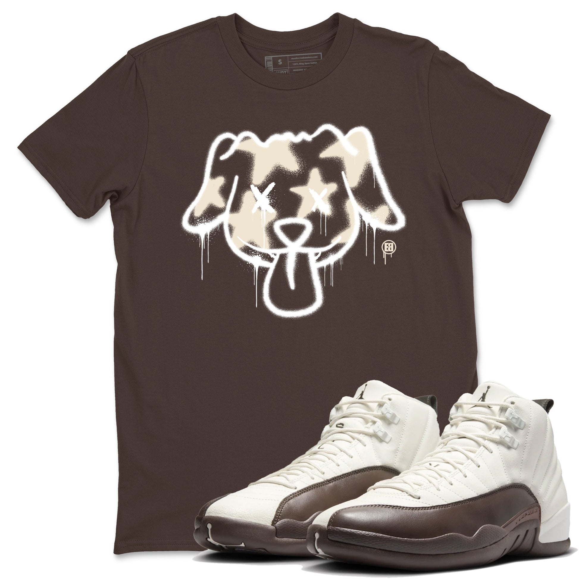 AJ12 Baroque Brown shirts to match jordans Graffiti dog best t shirts to wear with jordans SoleFly x Jordan 12 Baroque Brown match shoes to clothes SNRT Sneaker Tees unisex cotton Dark Chocolate 1 shirts