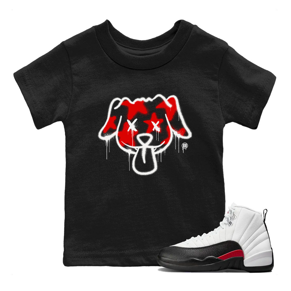 Air Jordan 12 Retro Taxi Flip shirts to match jordans Graffiti Dog Spangled Banner T-Shirt for Independence Day sneaker match tees 12s Red Taxi SNRT sneaker release tees baby toddler Black 1 cotton Shirt