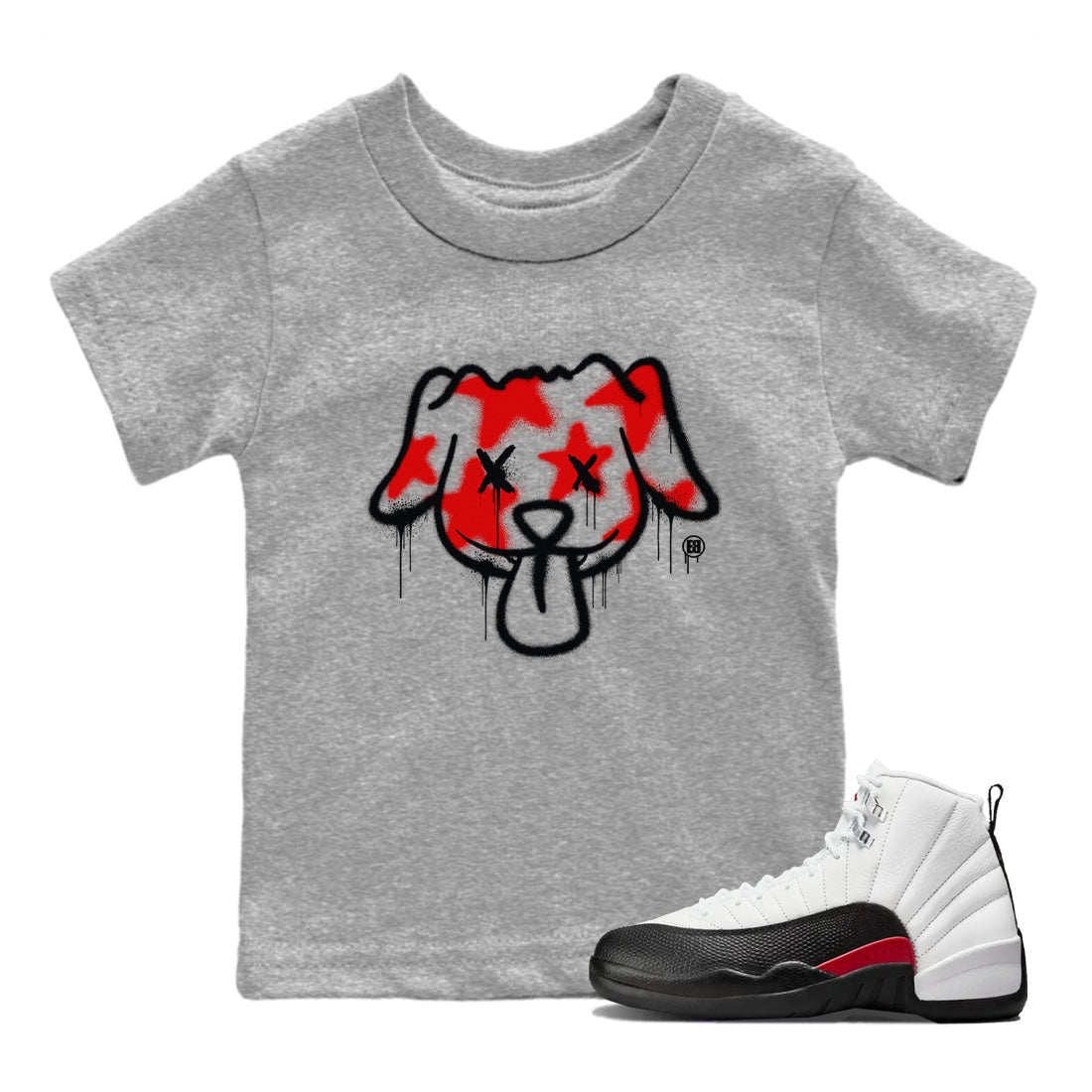 Air Jordan 12 Retro Taxi Flip shirts to match jordans Graffiti Dog Spangled Banner T-Shirt for Independence Day sneaker match tees 12s Red Taxi SNRT sneaker release tees baby toddler Heather Grey 1 cotton Shirt