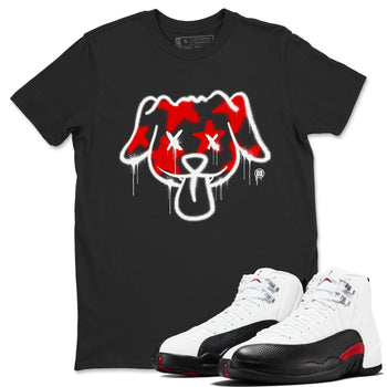 Air Jordan 12 Retro Taxi Flip shirts to match jordans Graffiti Dog Spangled Banner T-Shirt for Independence Day sneaker match tees 12s Red Taxi SNRT sneaker release Tees unisex cotton Black 1 crew neck shirt