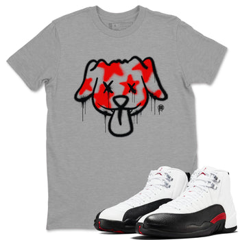 Air Jordan 12 Retro Taxi Flip shirts to match jordans Graffiti Dog Spangled Banner T-Shirt for Independence Day sneaker match tees 12s Red Taxi SNRT sneaker release Tees unisex cotton Heather Grey 1 crew neck shirt