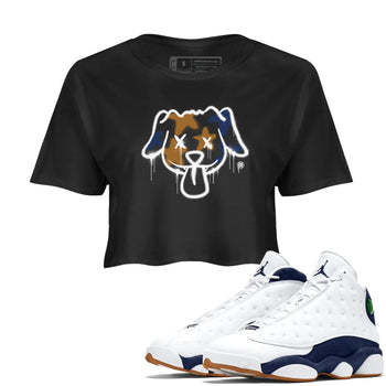 Air Jordan 13 Midnight Navy shirts to match jordans Graffiti Dog sneaker match tees 13 Midnight Navy SNRT Sneaker Release Tees unisex cotton Black 1 Crop Shirts