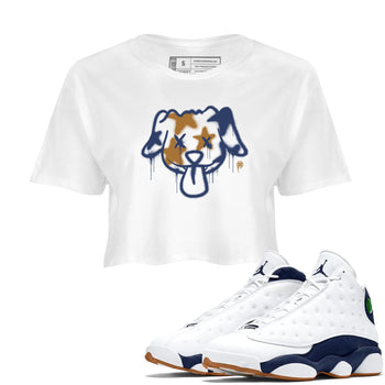 Air Jordan 13 Midnight Navy shirts to match jordans Graffiti Dog sneaker match tees 13 Midnight Navy SNRT Sneaker Release Tees unisex cotton White 1 Crop Shirts