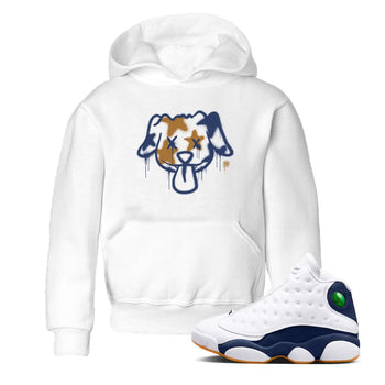 Air Jordan 13 Midnight Navy shirts to match jordans Graffiti Dog sneaker match tees 13 Midnight Navy SNRT Sneaker Release Tees Youth Baby White 1 crew neck shirts