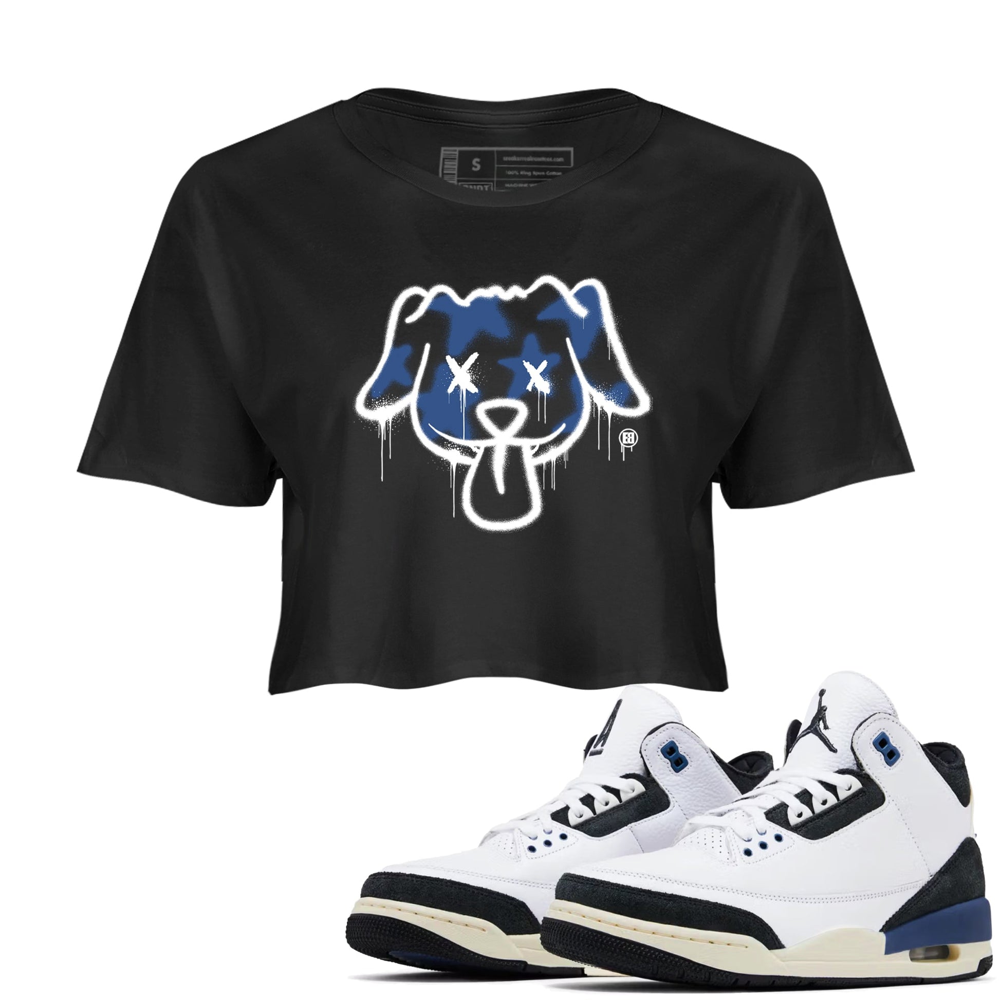 A Ma Maniere Air Jordan 3 Diffused Blue shirts to match jordans Graffiti Dog graphic tee Jordan 3 For The Love best t-shirts to wear with jordans SNRT Sneaker Tees unisex cotton Black 1 crop tee