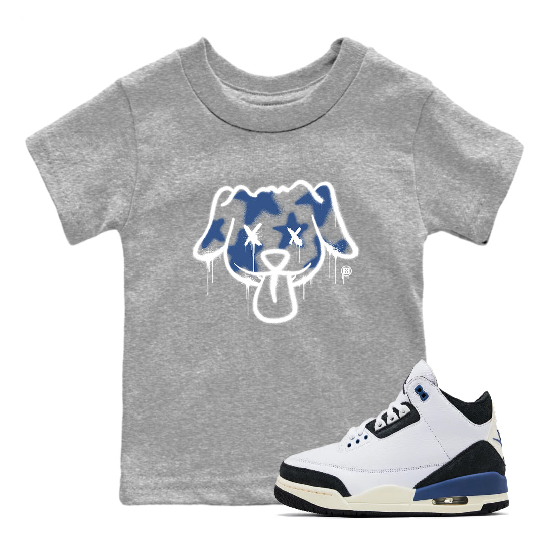 A Ma Maniere Air Jordan 3 Diffused Blue shirts to match jordans Graffiti Dog graphic tee Jordan 3 For The Love best t-shirts to wear with jordans SNRT Sneaker Tees Youth Baby Heather Grey 1 tee