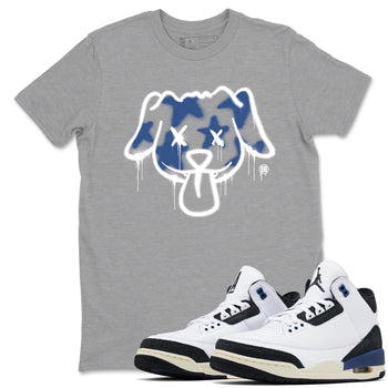 A Ma Maniere Air Jordan 3 Diffused Blue shirts to match jordans Graffiti Dog graphic tee Jordan 3 For The Love best t-shirts to wear with jordans SNRT Sneaker Tees unisex cotton Heather Grey 1 shirts