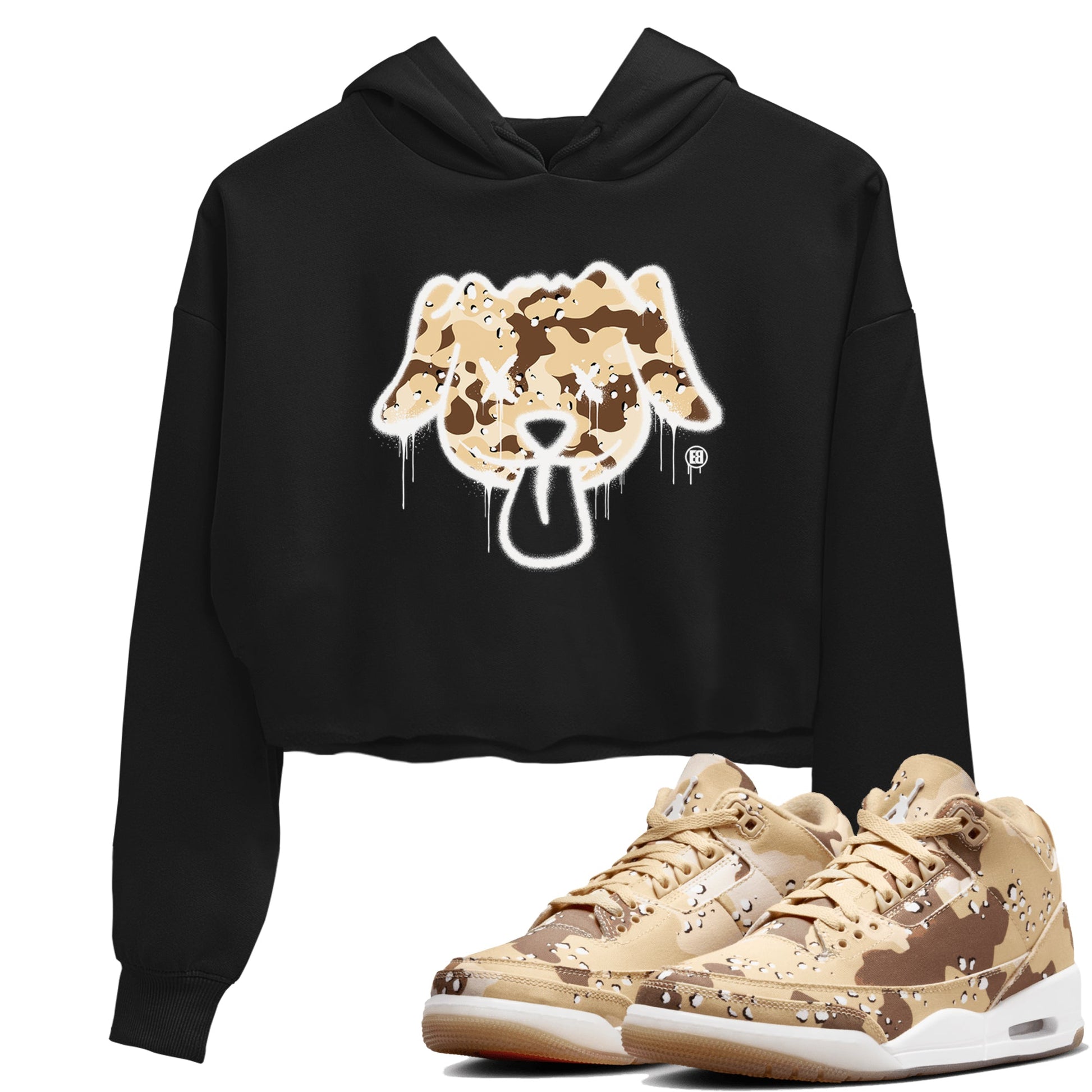WNBA x Air Jordan 3 “Desert Camo” shirts to match jordans Graffiti Dog sneaker match tees Air Jordan 3 Desert Camo SNRT Sneaker Release Tees Clothing Sneakerhead ShirtsBlack 1 crop tee